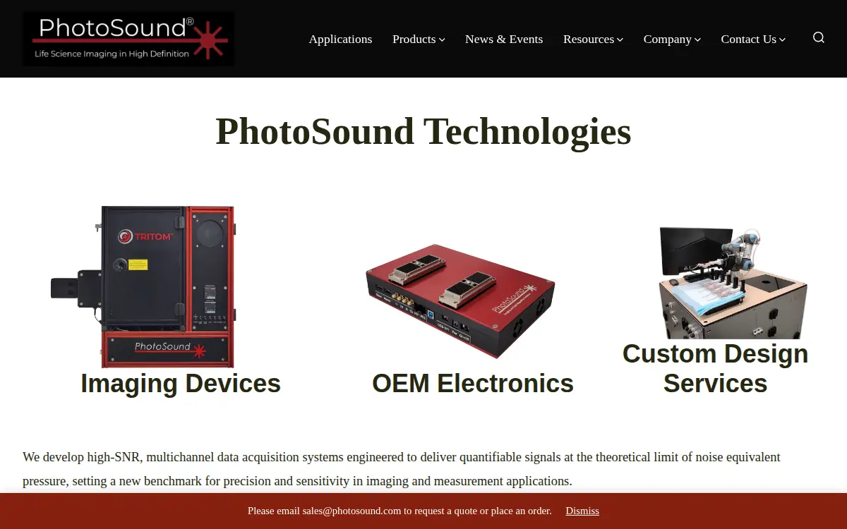 Homepage of Photosound Technologies, INC.