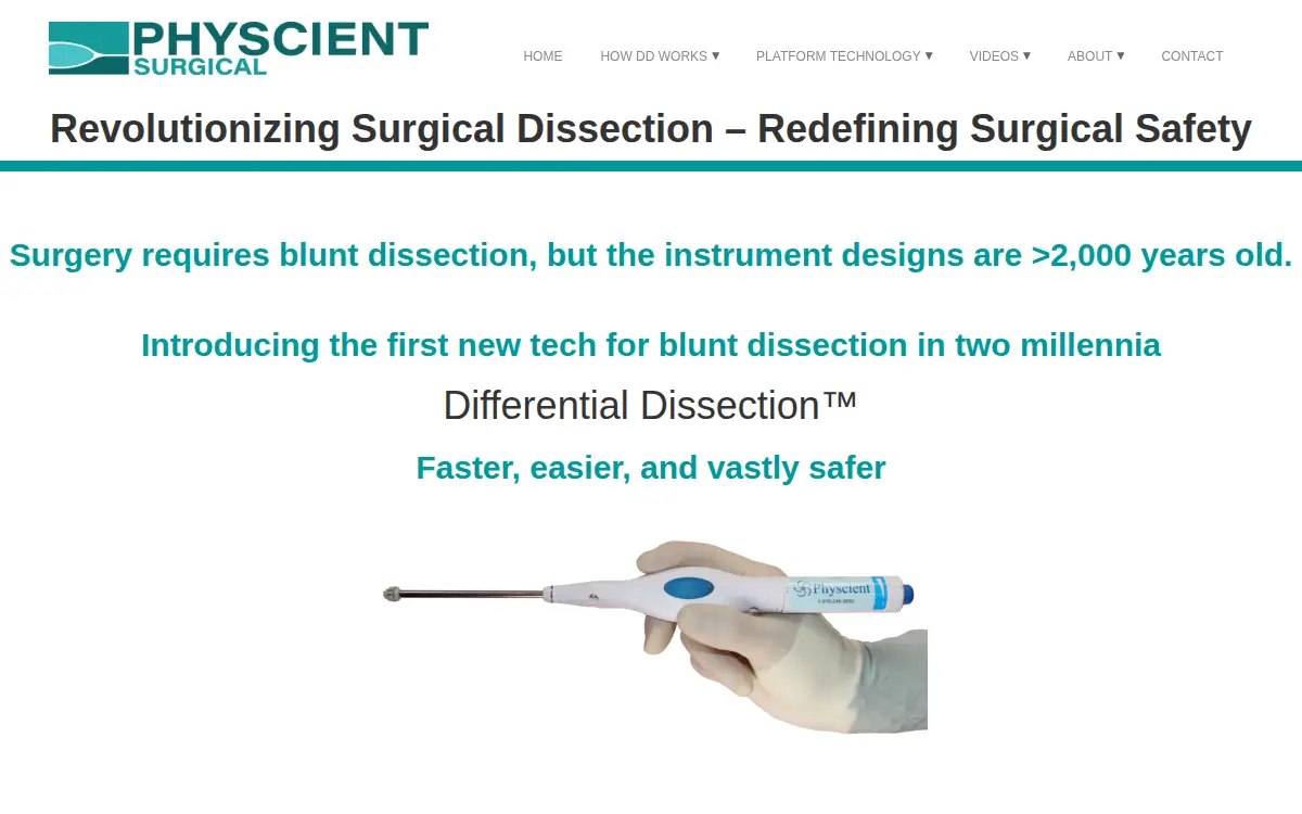 Homepage of Physcient Surgical, INC.