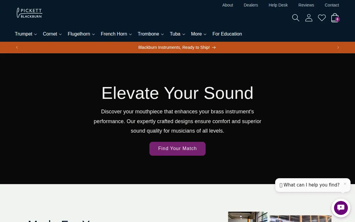 Homepage of Pickett Brass, LLC