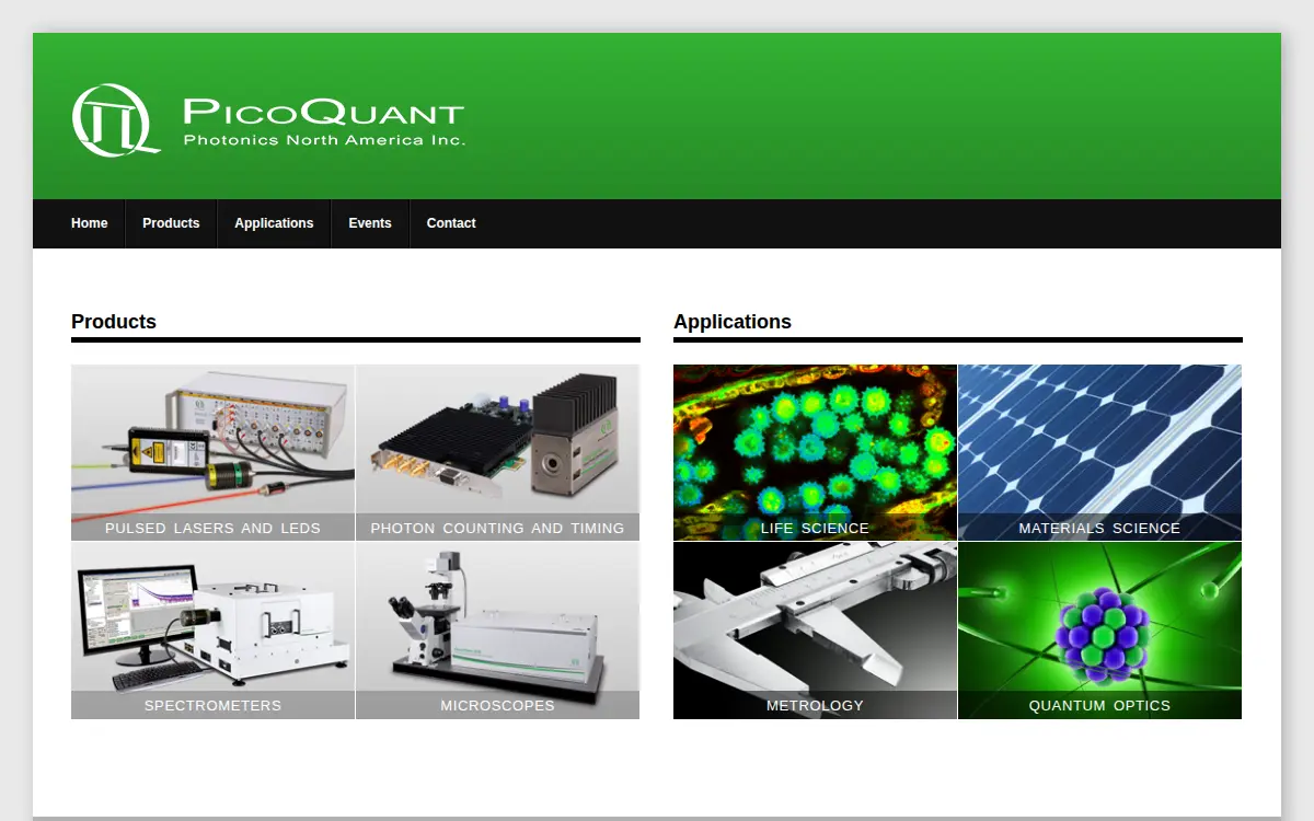Homepage of Picoquant Photonics North America INC