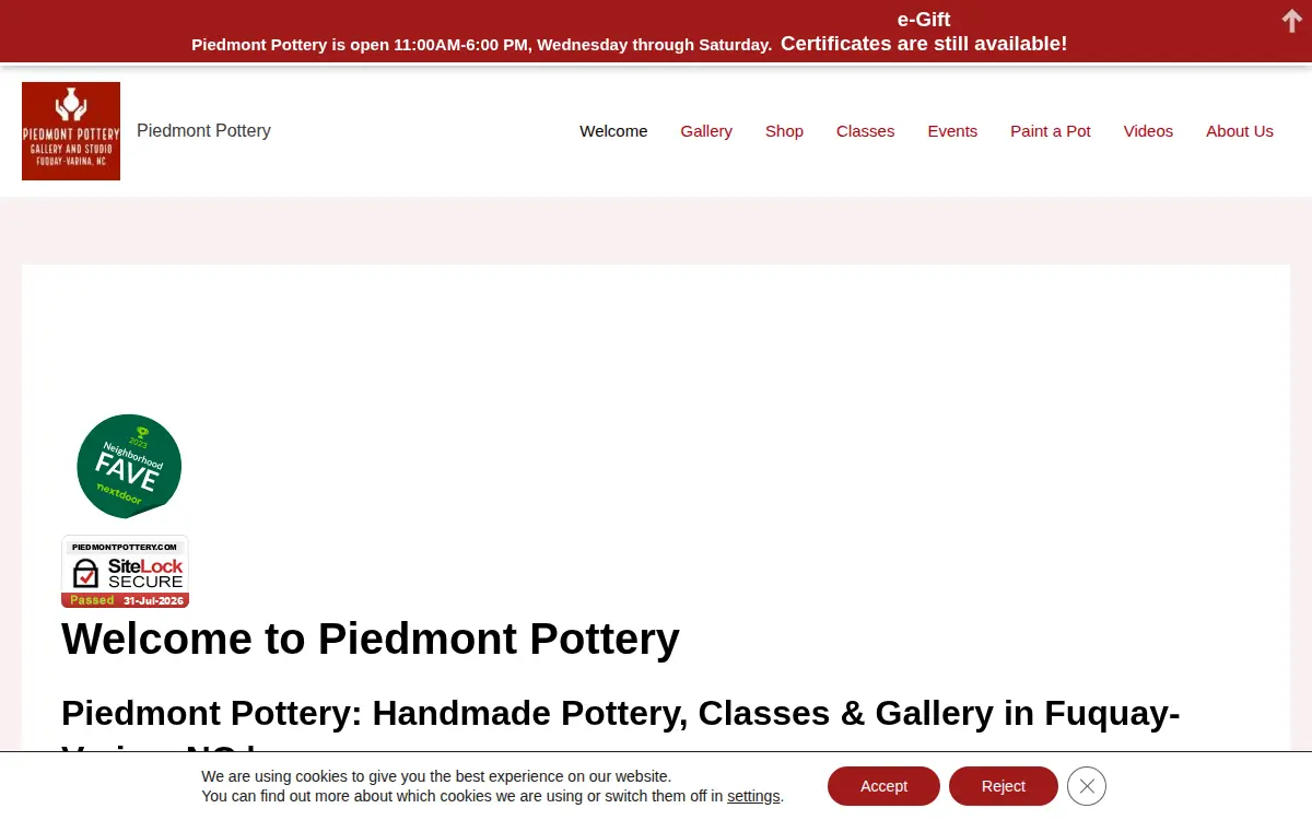 Homepage of Piedmont Pottery INC