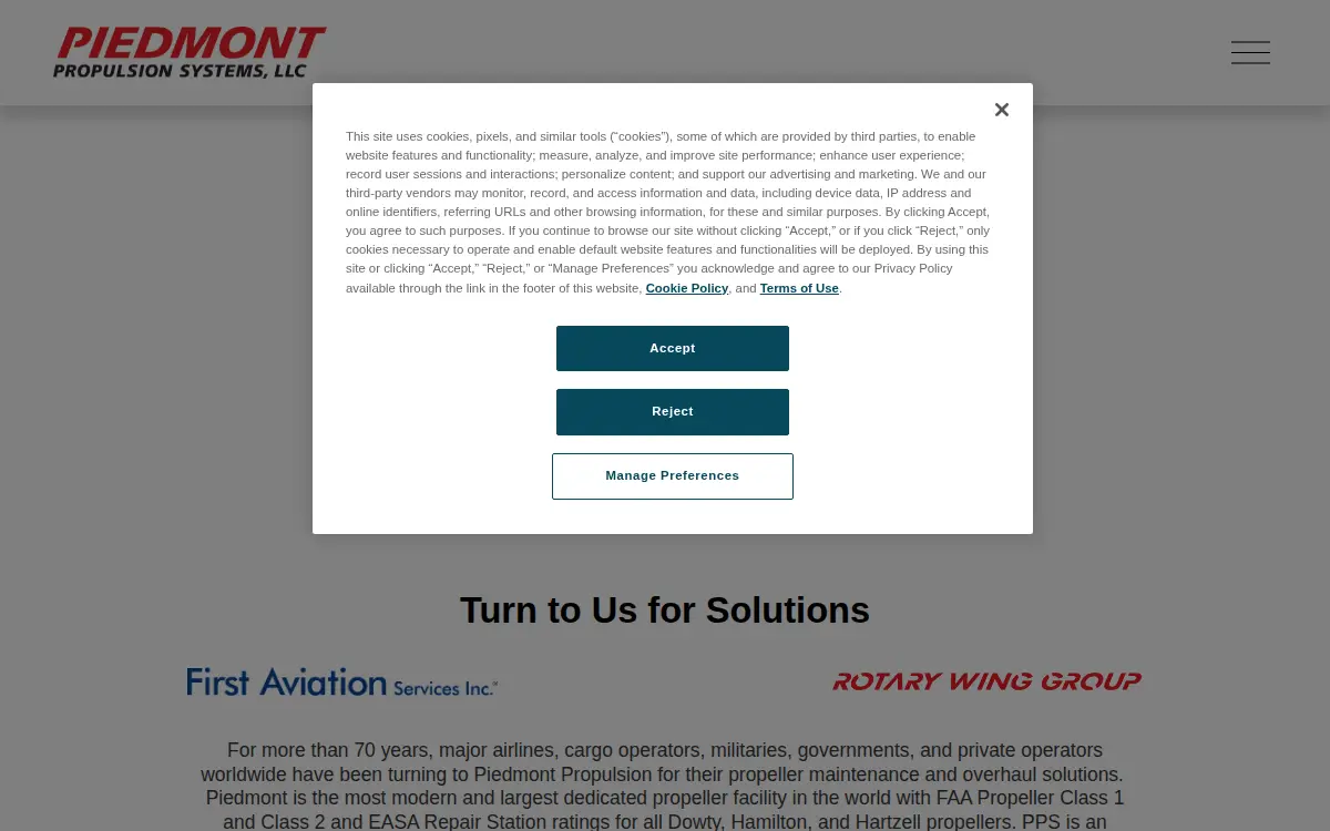 Homepage of Piedmont Propulsion Systems, LLC