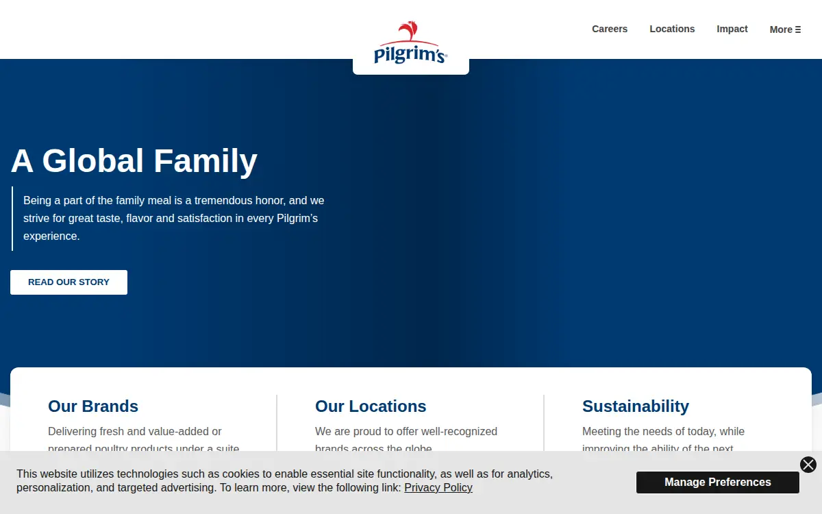 Homepage of Pilgrims Pride CORP