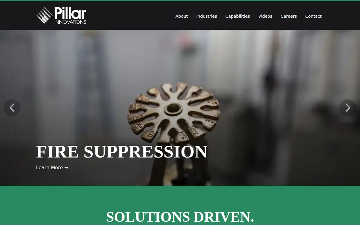 Homepage of Pillar Innovations, LLC