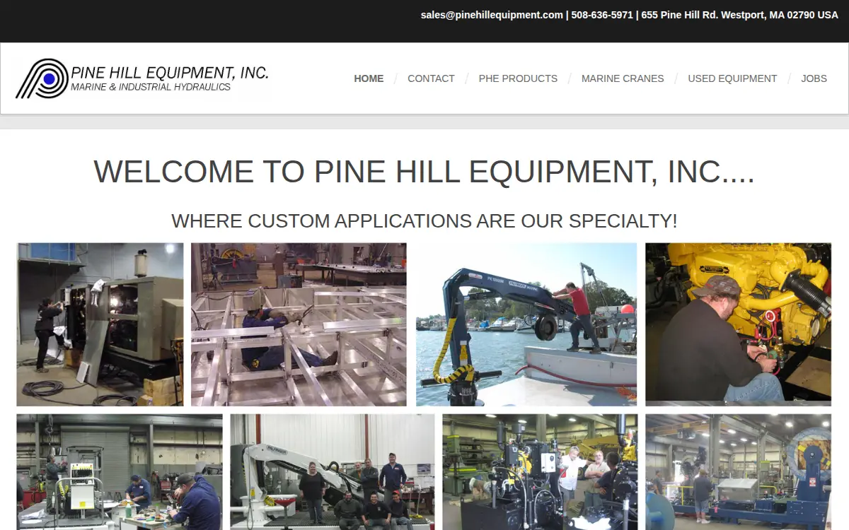 Homepage of Pine Hill Equipment, INC.
