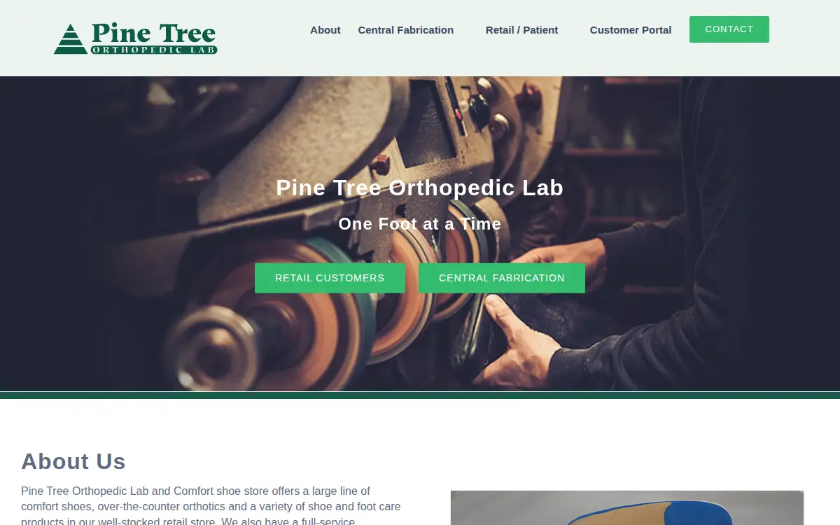 Homepage of Pine Tree Orthopedic Lab INC