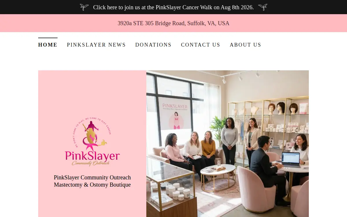 Homepage of Pinkslayer Community Outreach