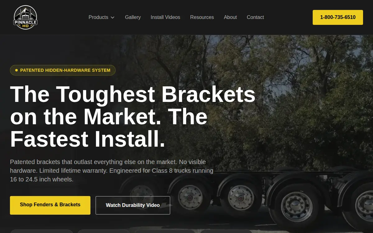 Homepage of Pinnacle Heavy Duty LLC