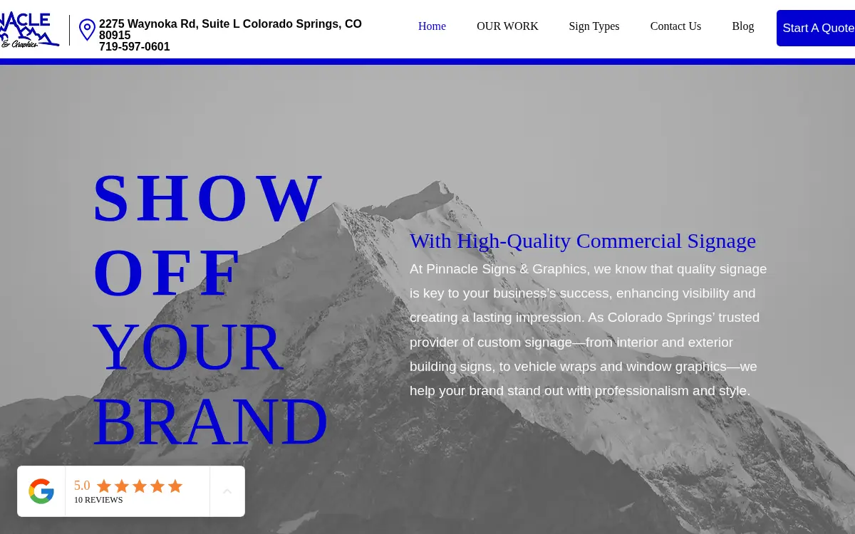 Homepage of El Paso County Signs, INC.