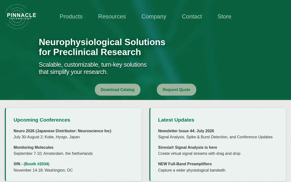 Homepage of Pinnacle Technology De LLC