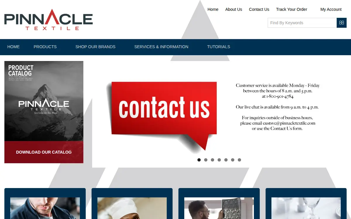 Homepage of Pinnacle Textile Industries, LLC