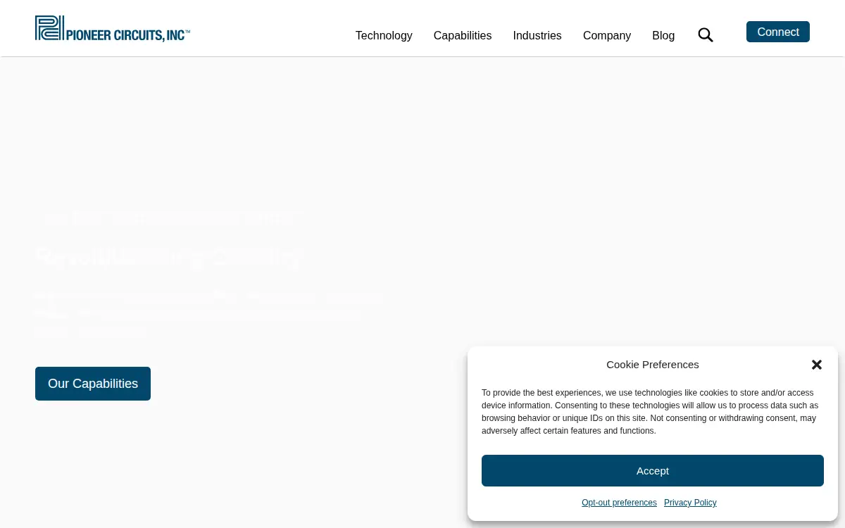Homepage of Pioneer Circuits, INC