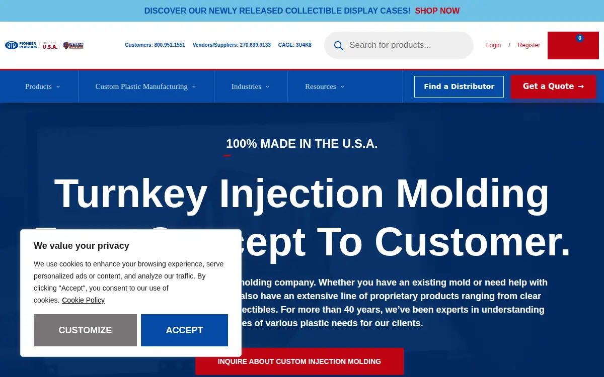 Homepage of Pioneer Plastics INC
