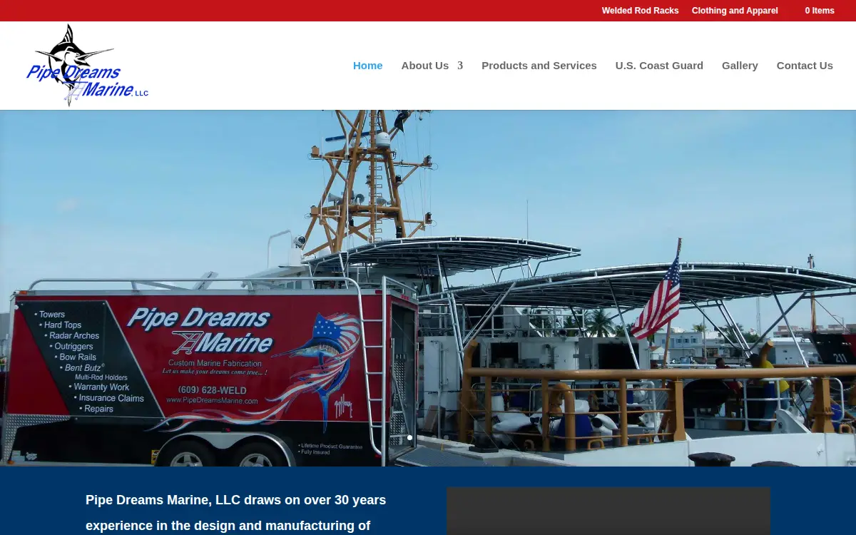 Homepage of Pipe Dreams Marine LLC