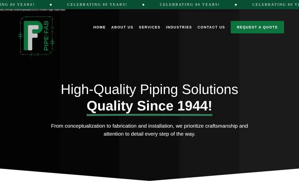 Homepage of Pipe Fabricating & Supply CO