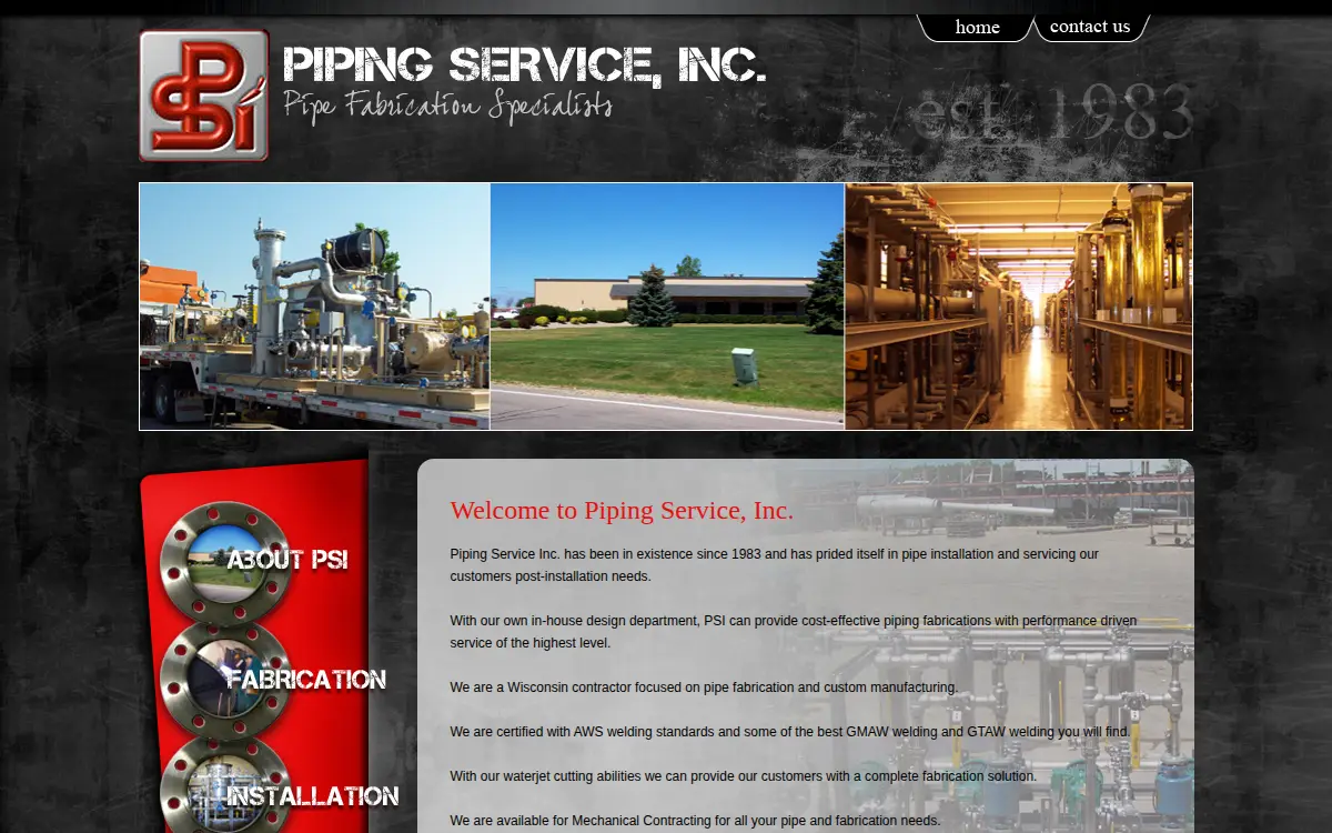 Homepage of Piping Service INC