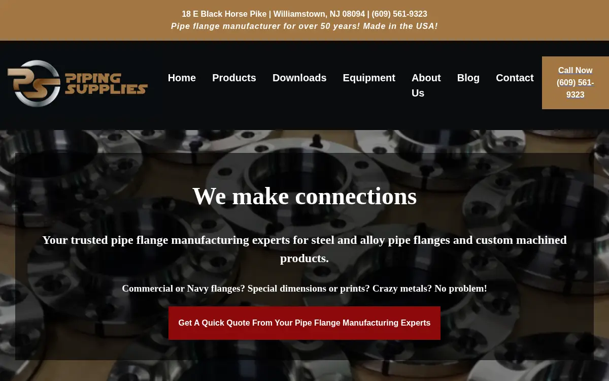 Homepage of Piping Supplies, INC.