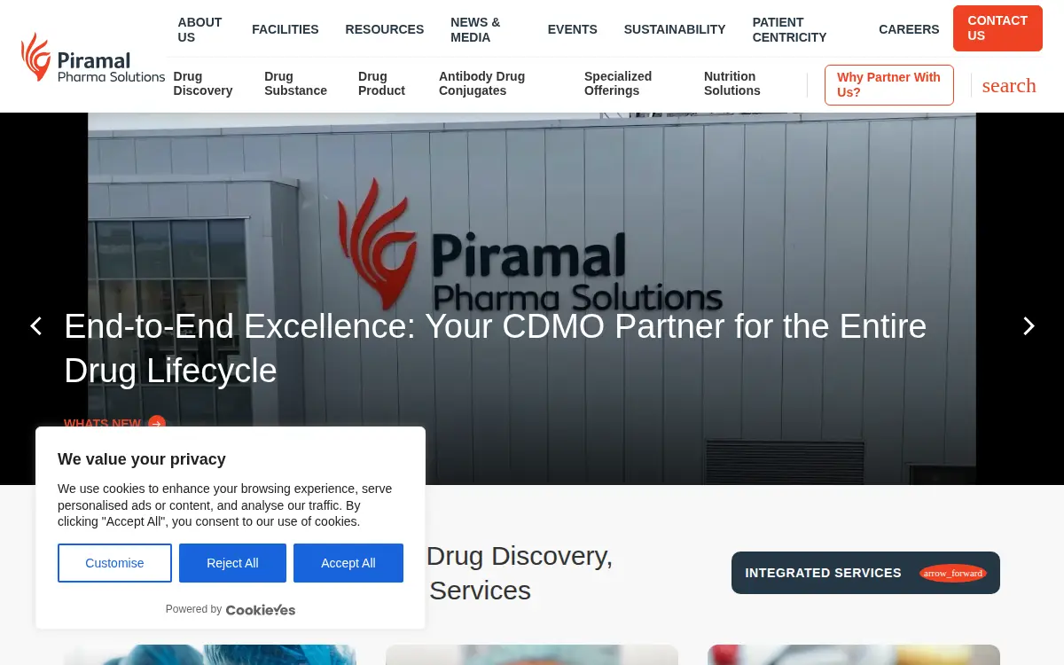 Homepage of Piramal Pharma Solutions INC