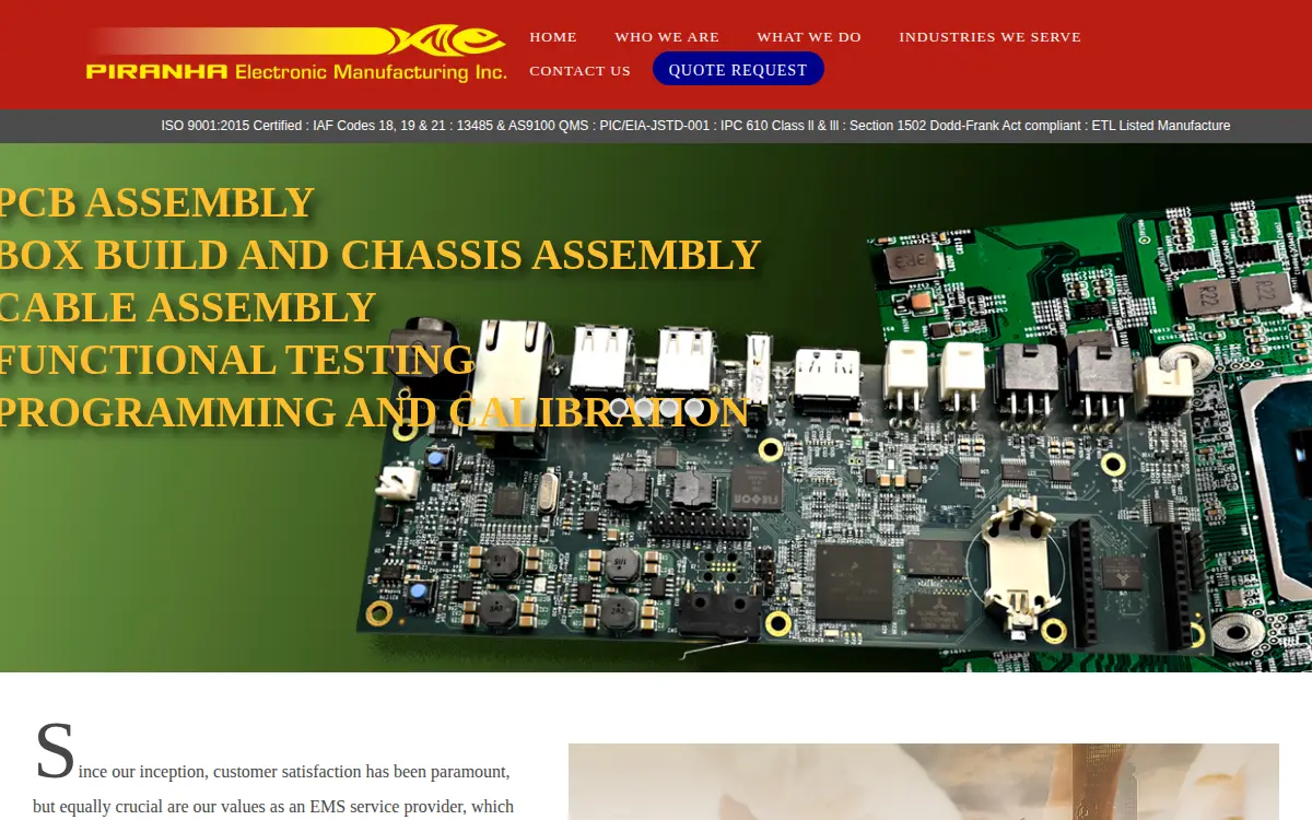 Homepage of Piranha Ems, INC