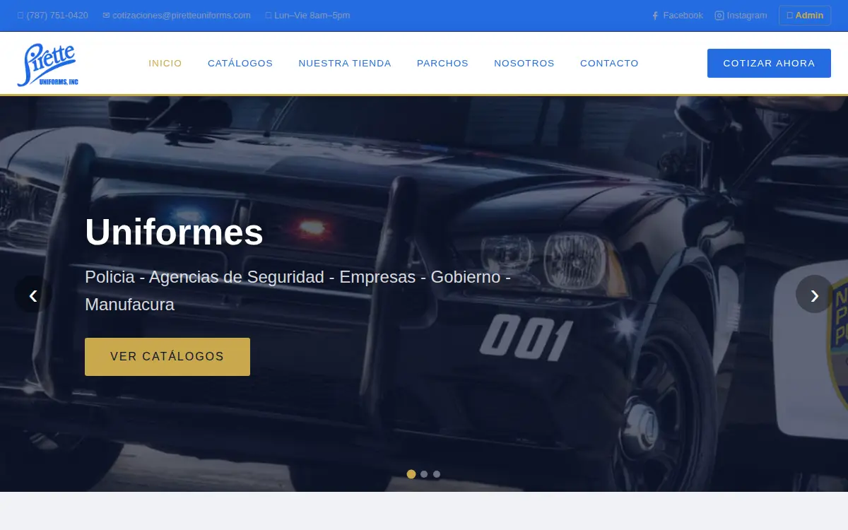 Homepage of Pirette Uniforms, INC