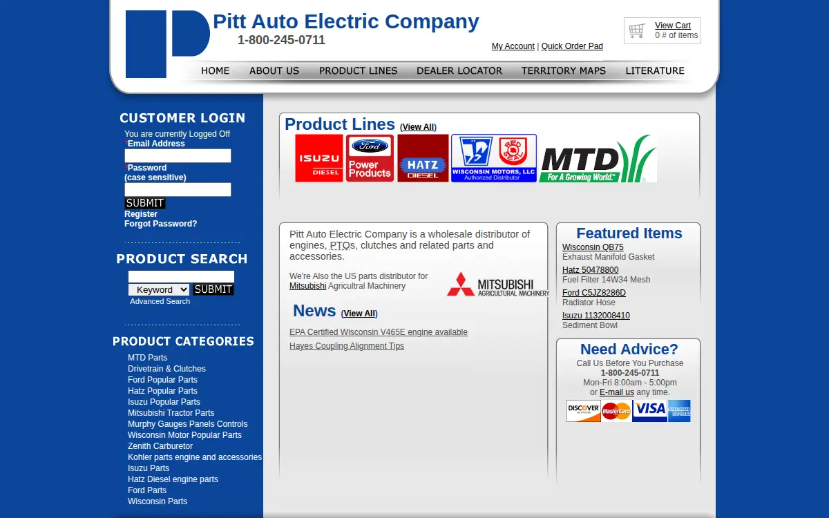 Homepage of Pitt Auto Electric CO