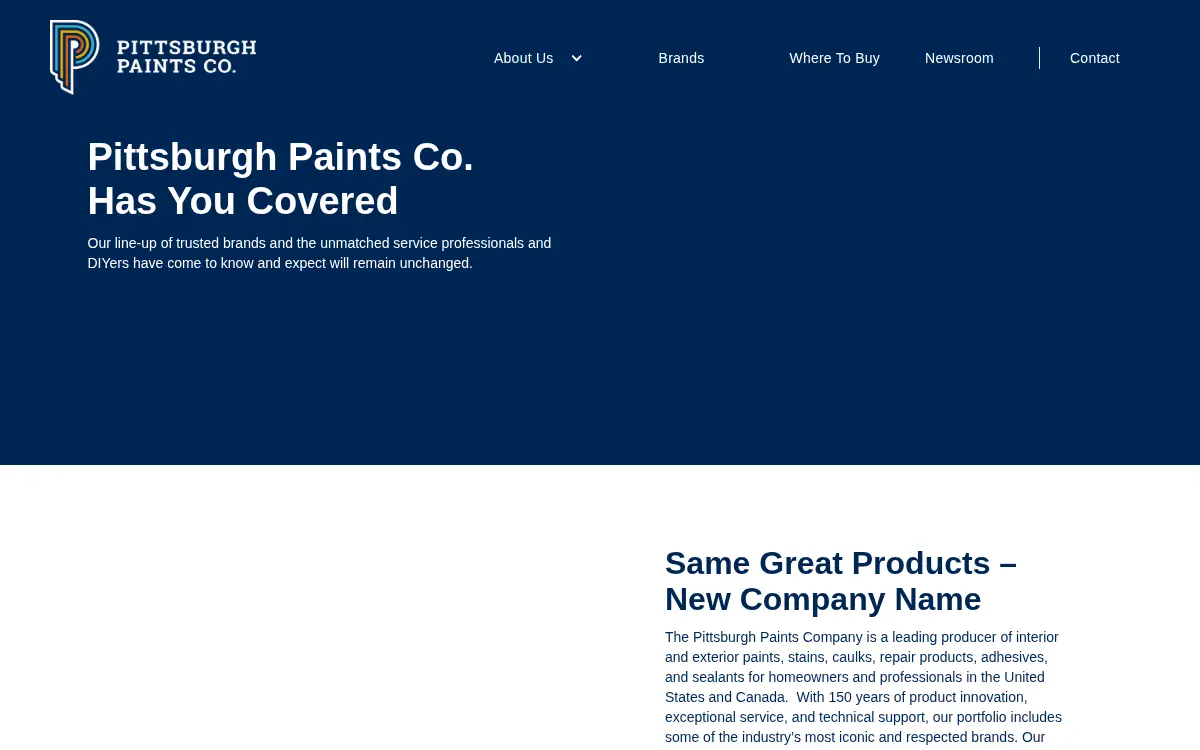 Homepage of The Pittsburgh Paints CO.