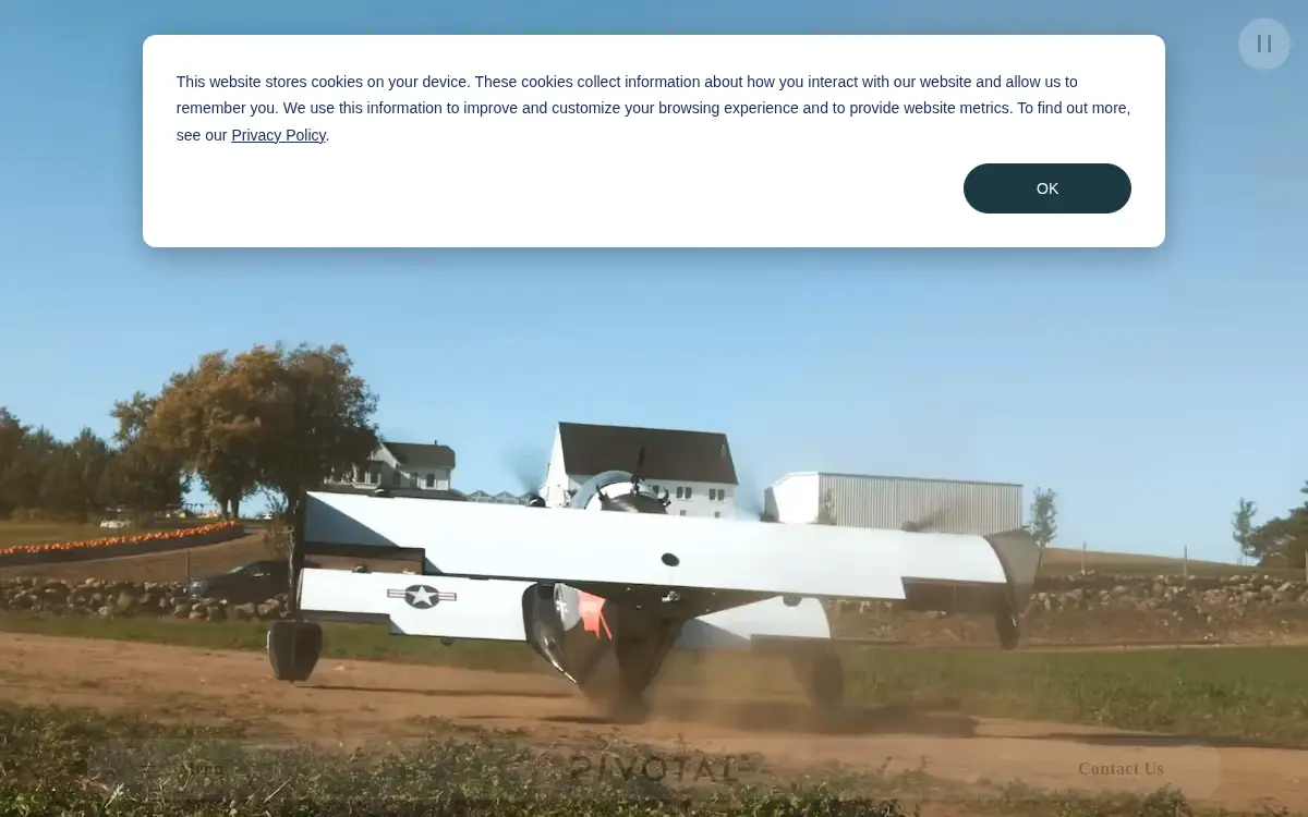 Homepage of Pivotal Aero, LLC