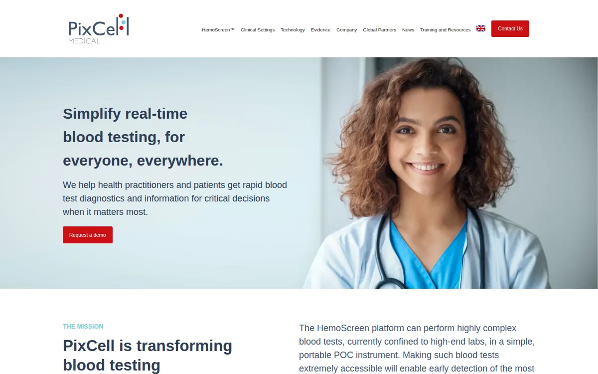 Homepage of Pixcell Medical, INC