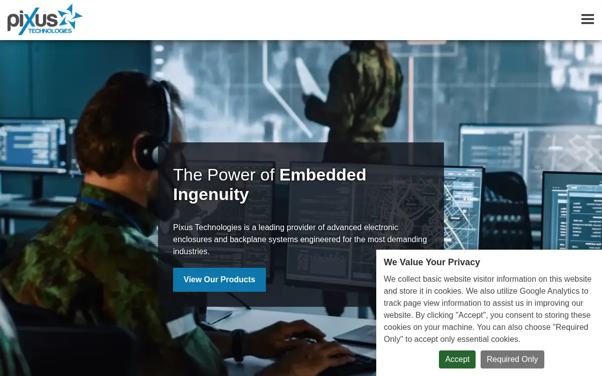 Homepage of Pixus Technologies USA CORP