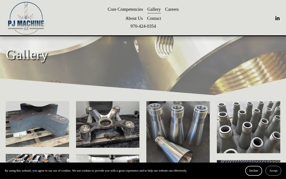 Homepage of Pj Machine LLC