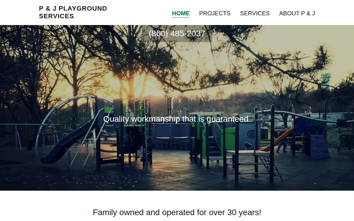 Homepage of P&j Playground Services, INC.