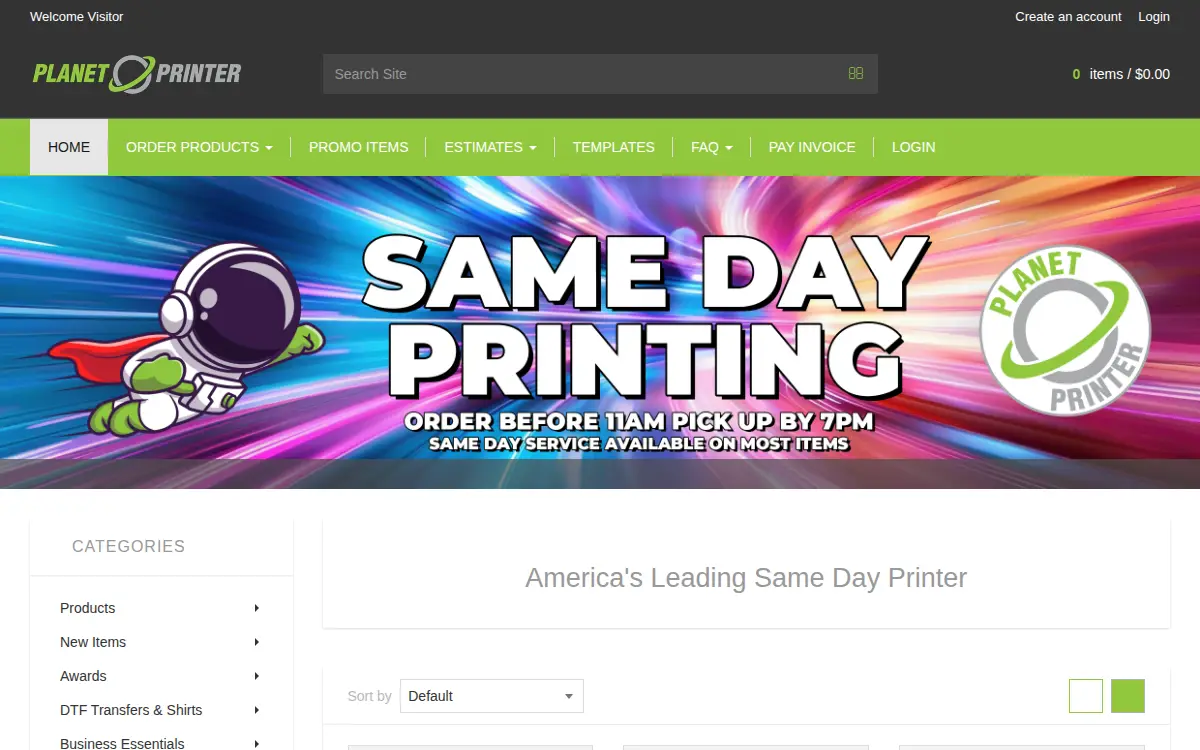 Homepage of Planet Printer.com, INC