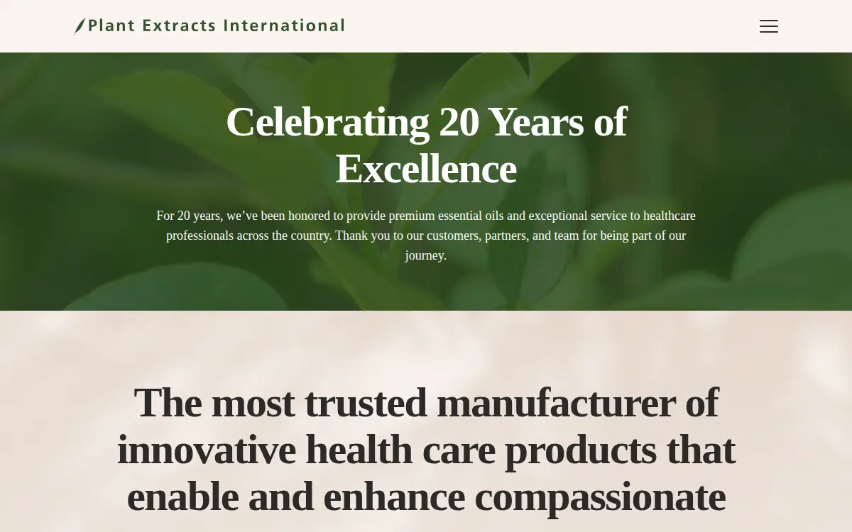 Homepage of Plant Extracts International Incorporated