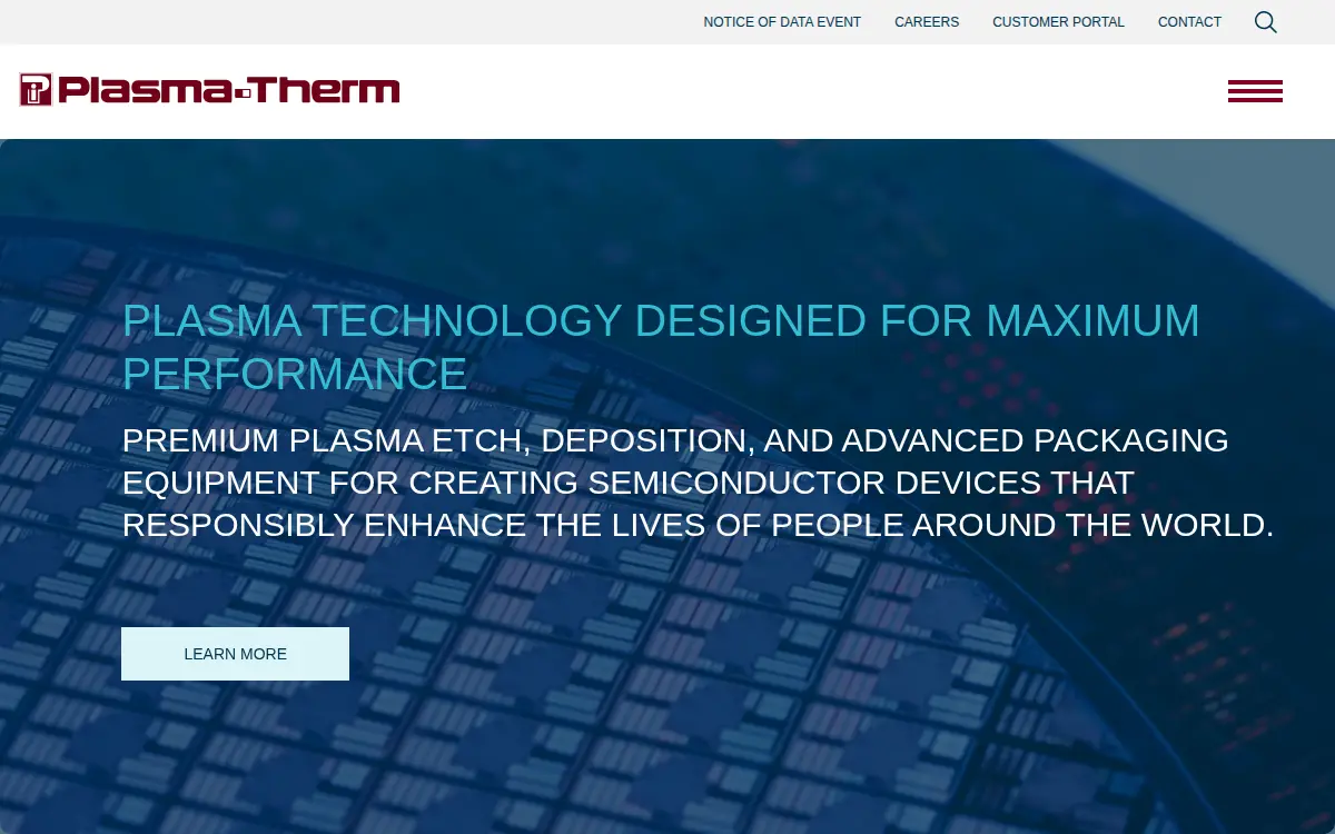 Homepage of Plasma-therm LLC