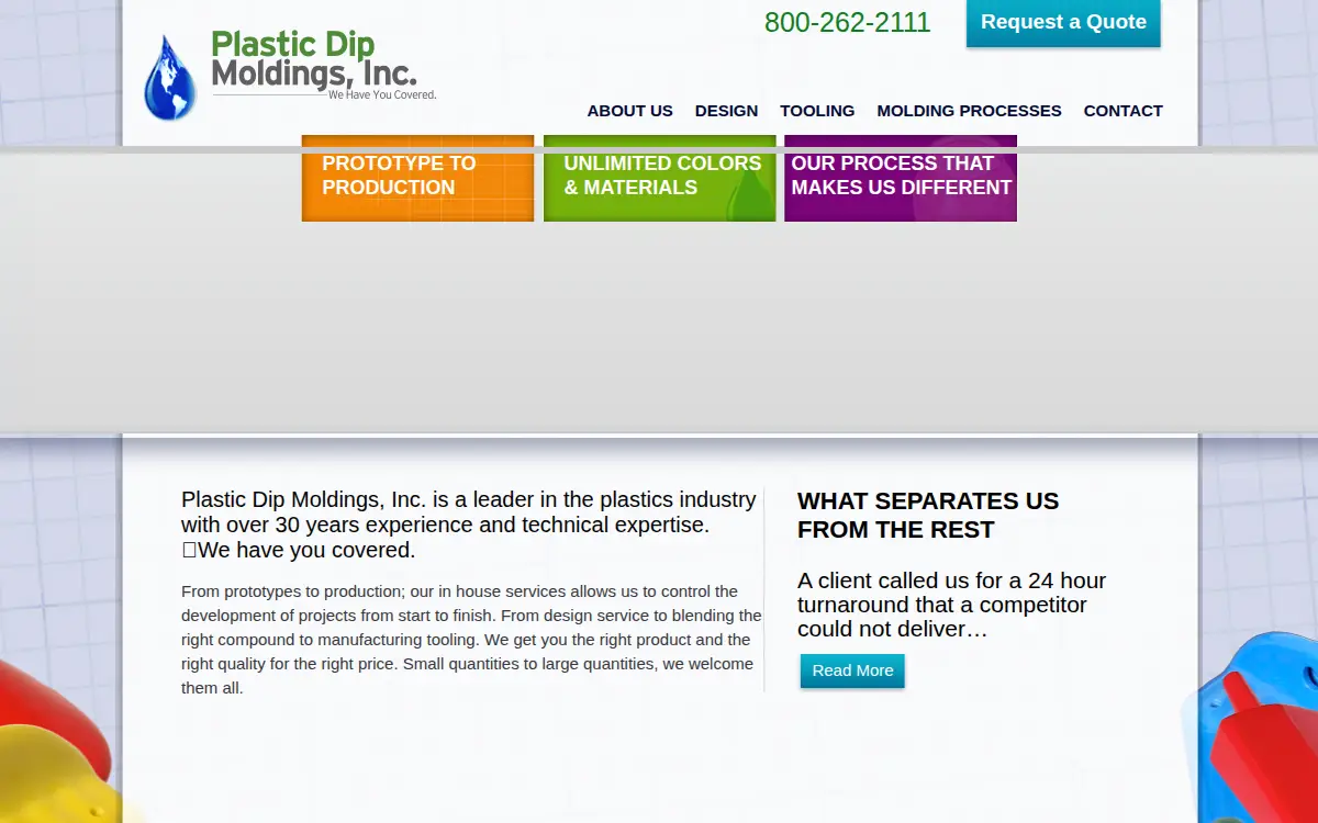 Homepage of Plastic Dip Moldings INC