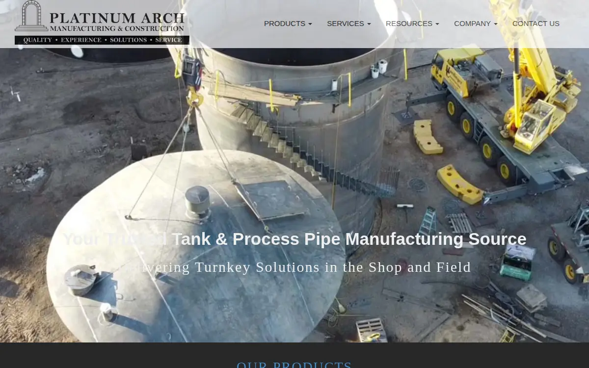 Homepage of Platinum Arch Manufacturing and Construction LLC
