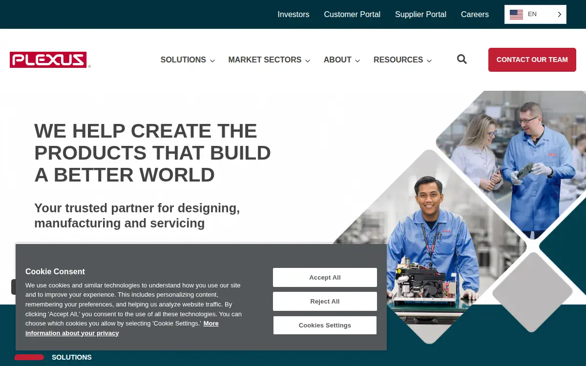 Homepage of Plexus CORP