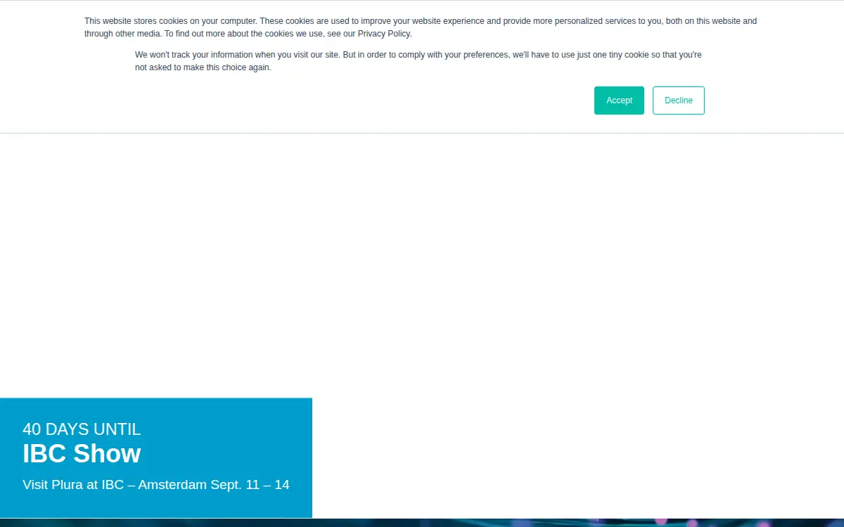 Homepage of Plura Broadcast INC.