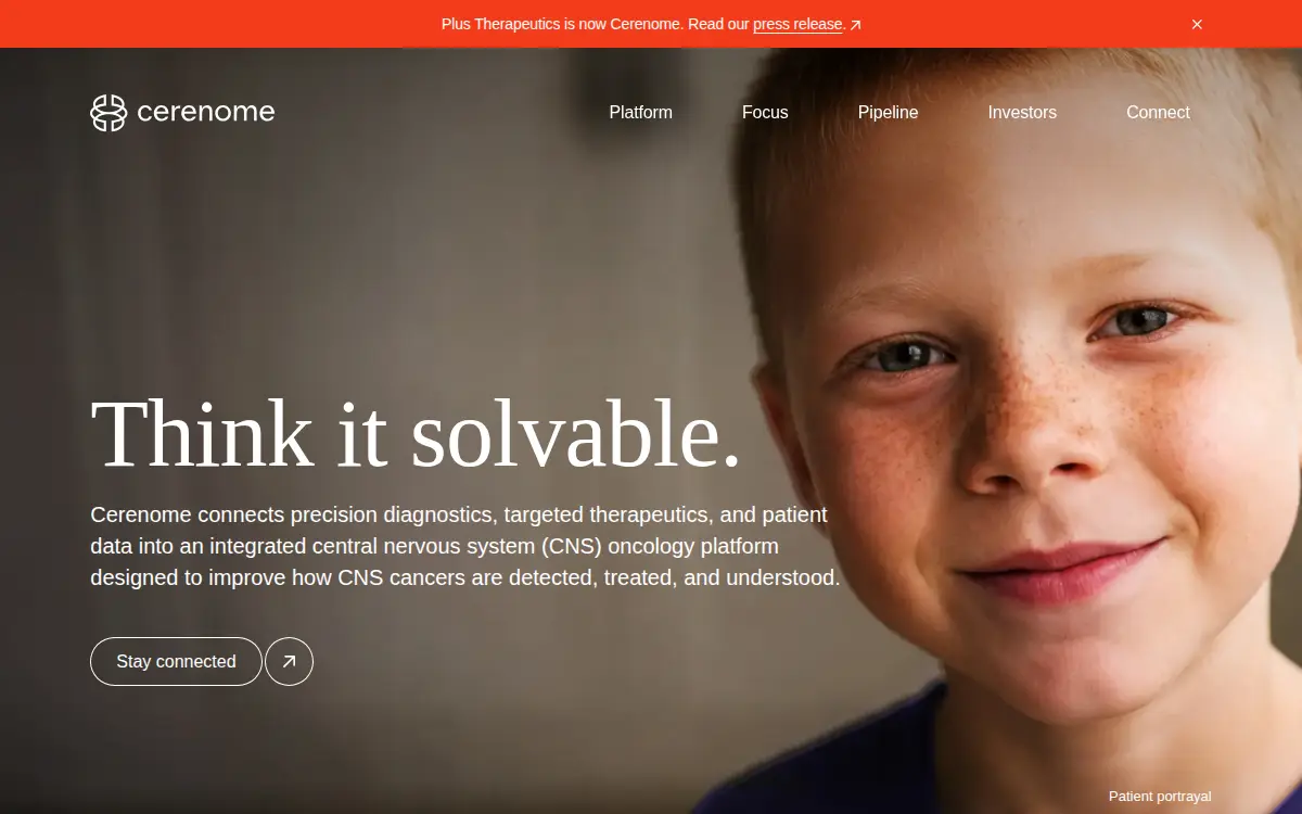 Homepage of Plus Therapeutics, INC.