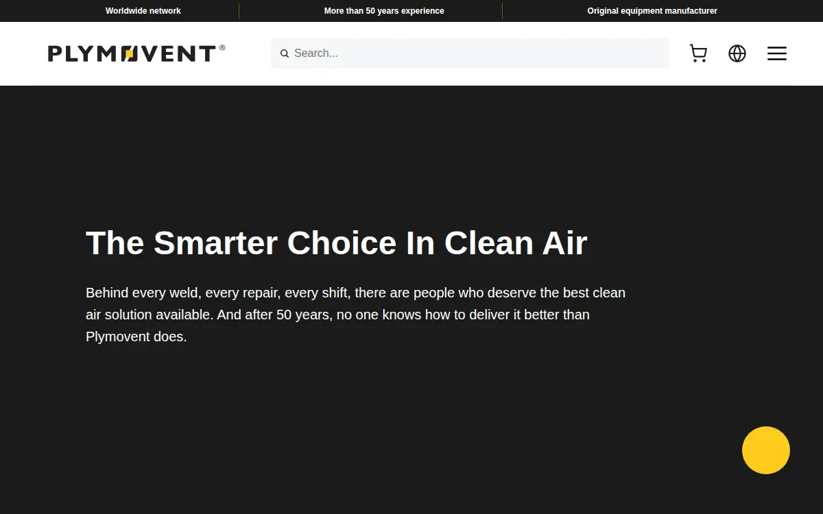 Homepage of Plymovent Corporation