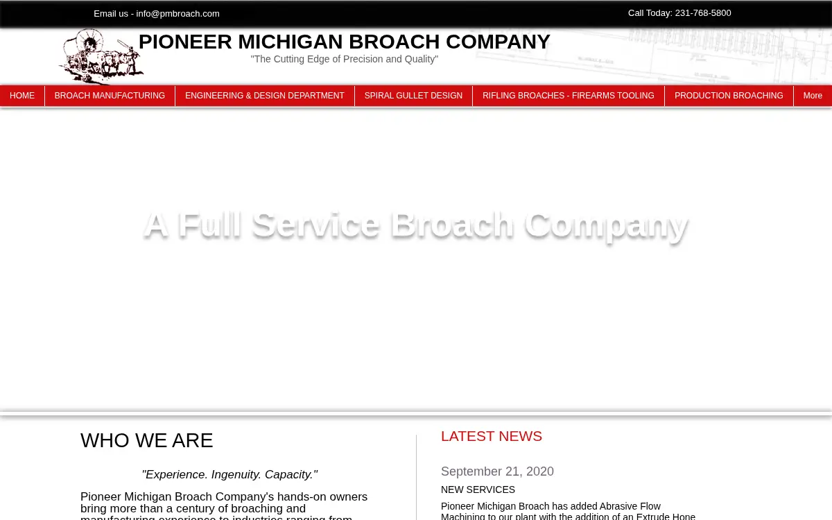 Homepage of Pioneer Michigan Broach Company INC.