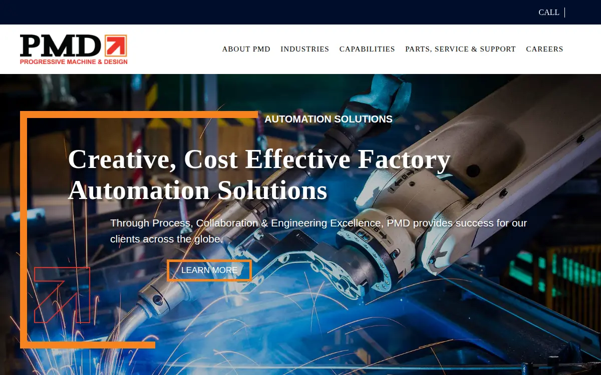 Homepage of Progressive Machine & Design, LLC