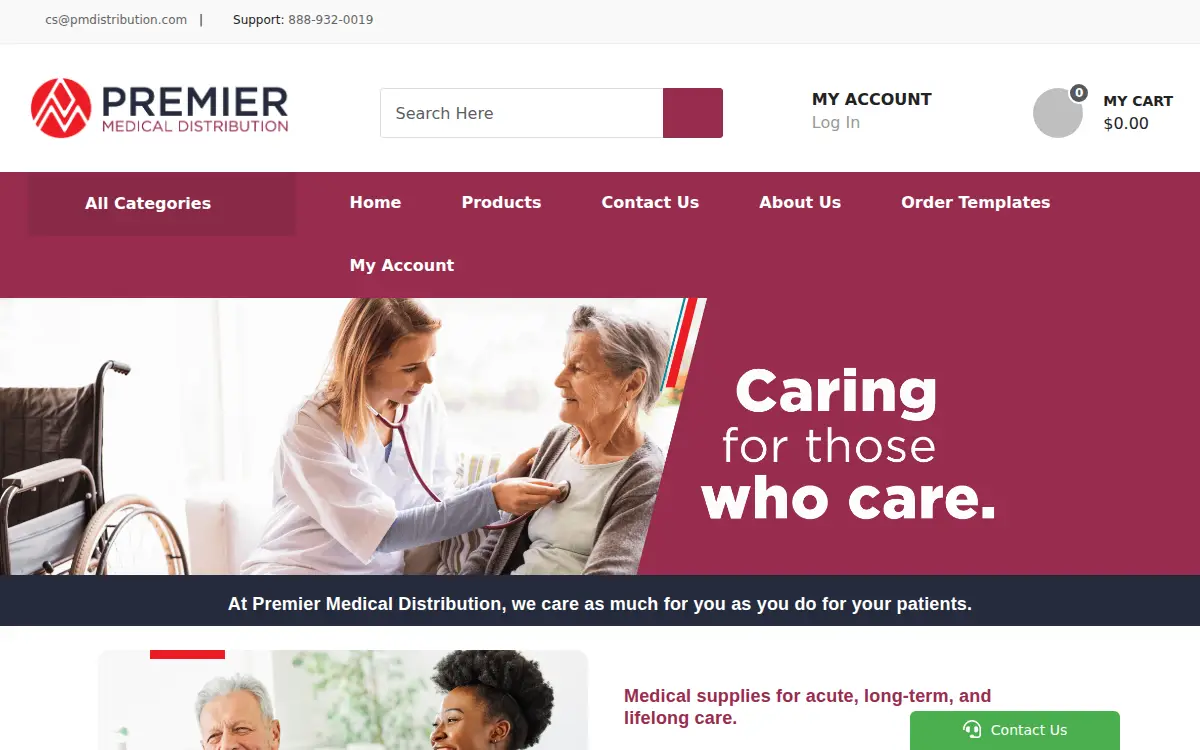 Homepage of Premier Medical Distribution LLC