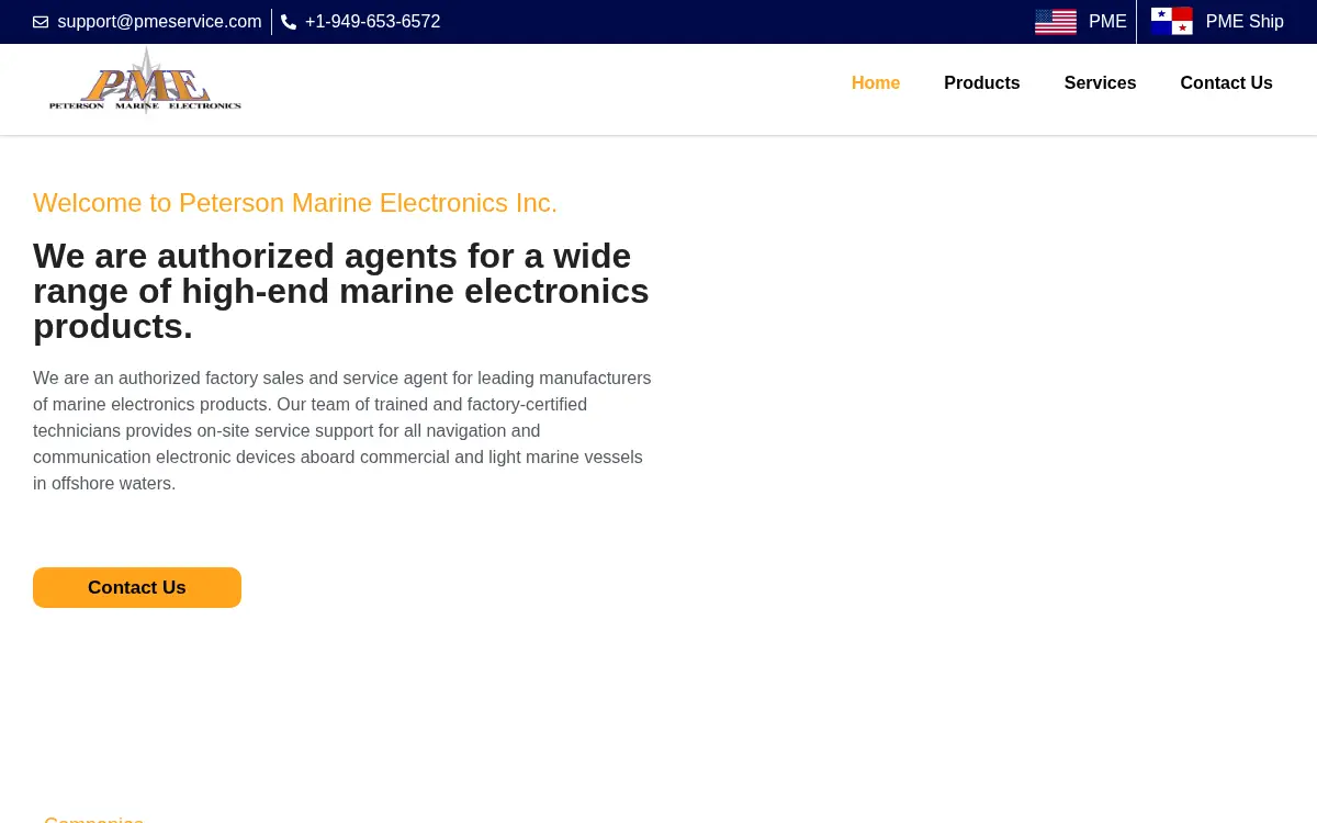 Homepage of Peterson Marine Electronics INC.