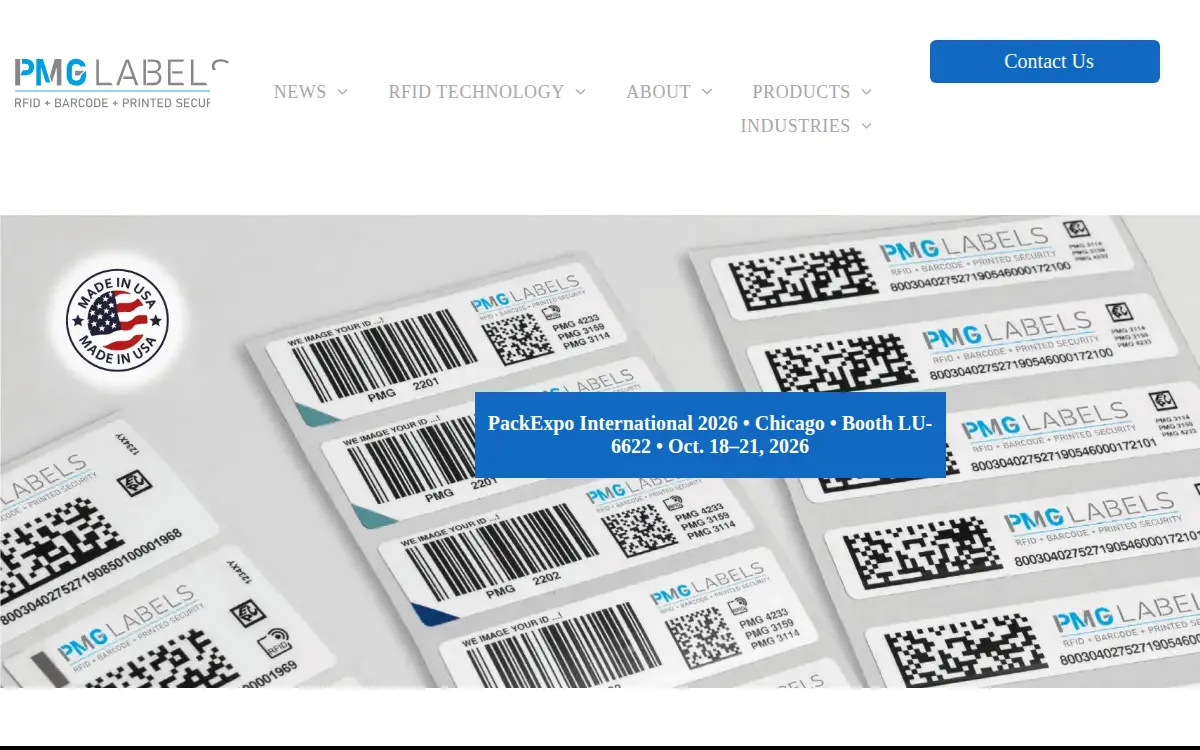 Homepage of Pmg Labels LP
