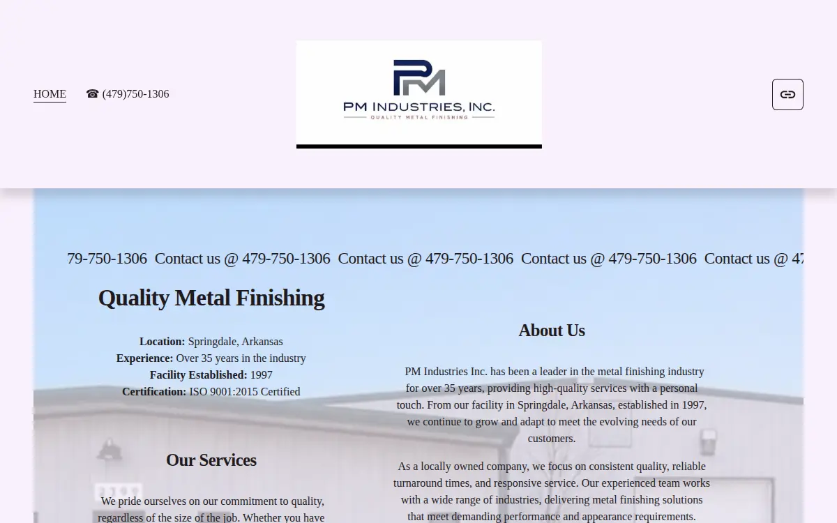 Homepage of Pm Industries INC