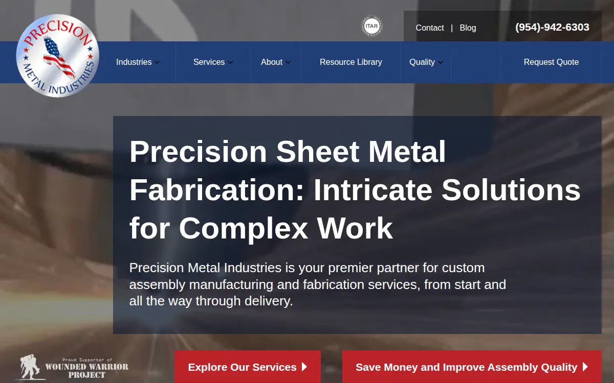 Homepage of Precision Metal Industries, INC.