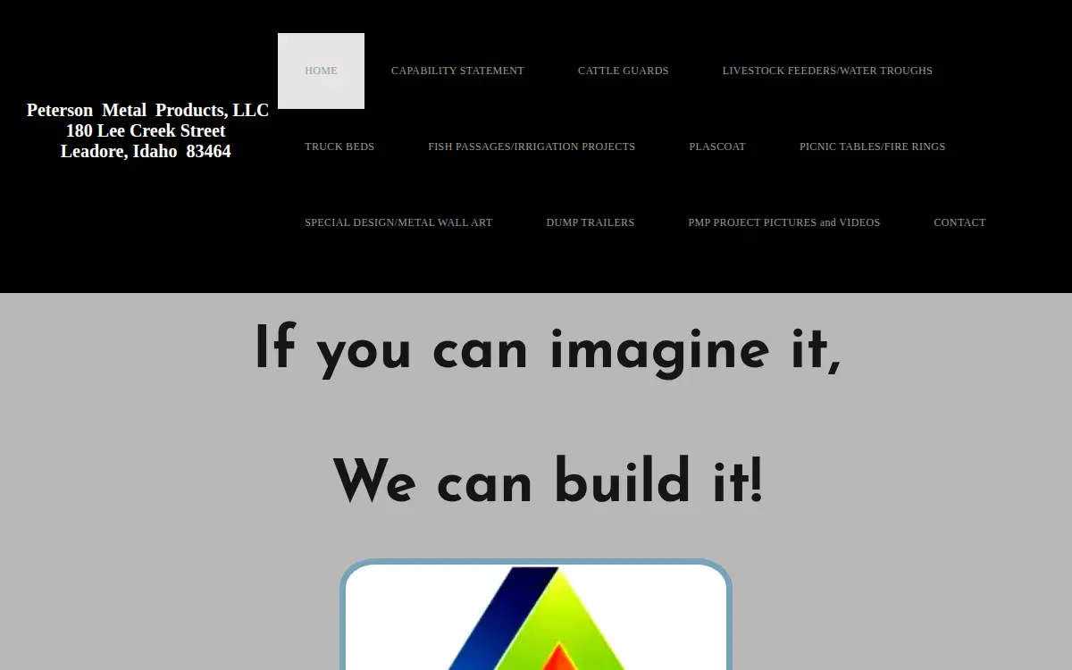 Homepage of Peterson Metal Products, LLC