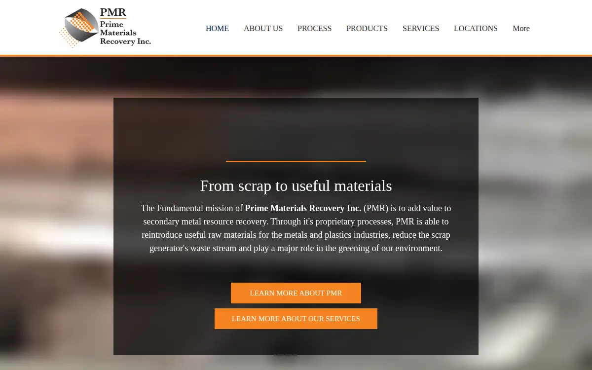 Homepage of Prime Materials Recovery INC
