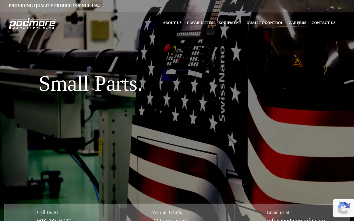 Homepage of Podmore Manufacturing INC.